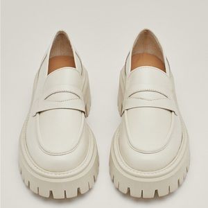 Nasty Gal Off White Real Leather Chunky Penny Loafers